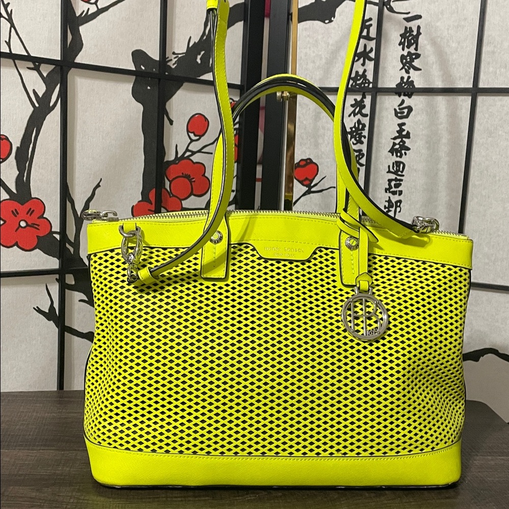 Henri Bendel Rare Neon Yellow Mesh Tote with Silver-Tone Charm - Picture 8 of 15